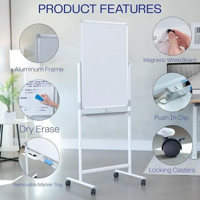 Alt view image 4 of 7 - VIVO Mobile Dry Erase Board 24" x 36" Magnetic Double Sided Whiteboard Stand