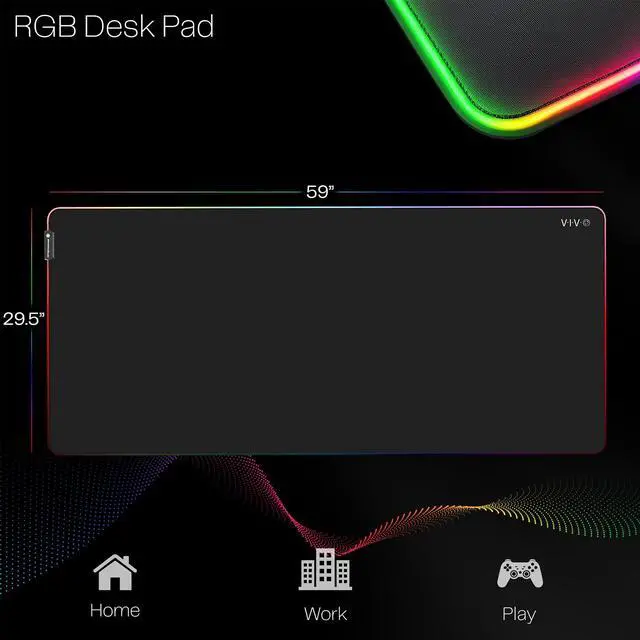 Alt view image 3 of 7 - VIVO Black 60" x 30" RGB Desk Pad
