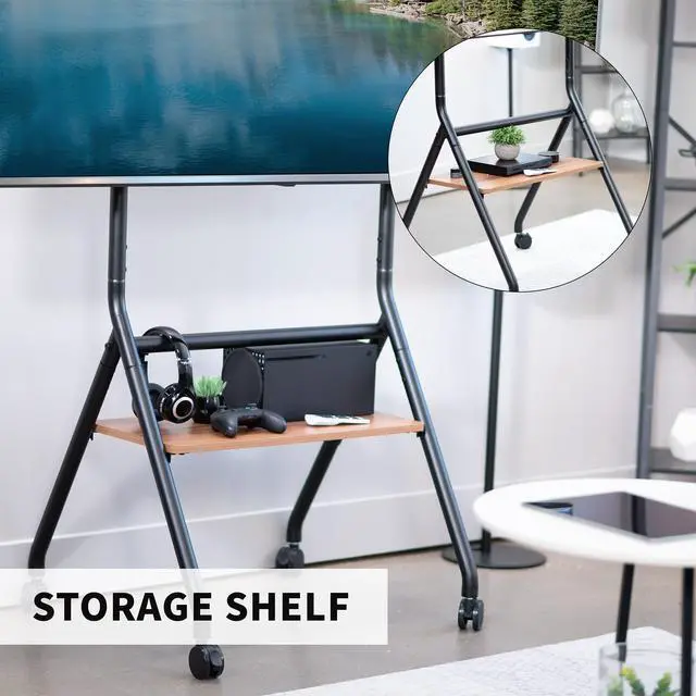 Alt view image 4 of 7 - VIVO Mobile Heavy-Duty Height Adjustable Studio TV Cart, Fits 37" to 86" Screens