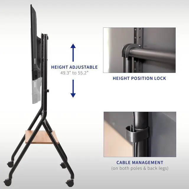 Alt view image 6 of 7 - VIVO Mobile Heavy-Duty Height Adjustable Studio TV Cart, Fits 37" to 86" Screens