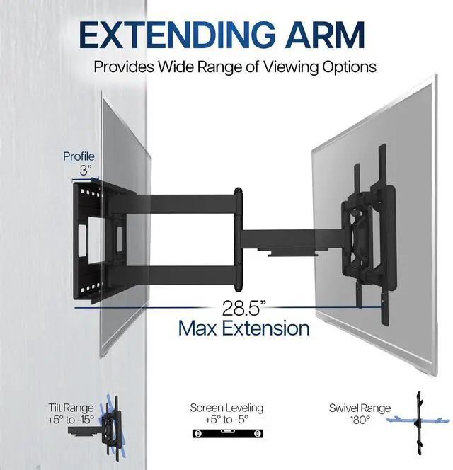 Alt view image 5 of 7 - VIVO Heavy Duty Full Motion 43" to 85" TV Wall Mount