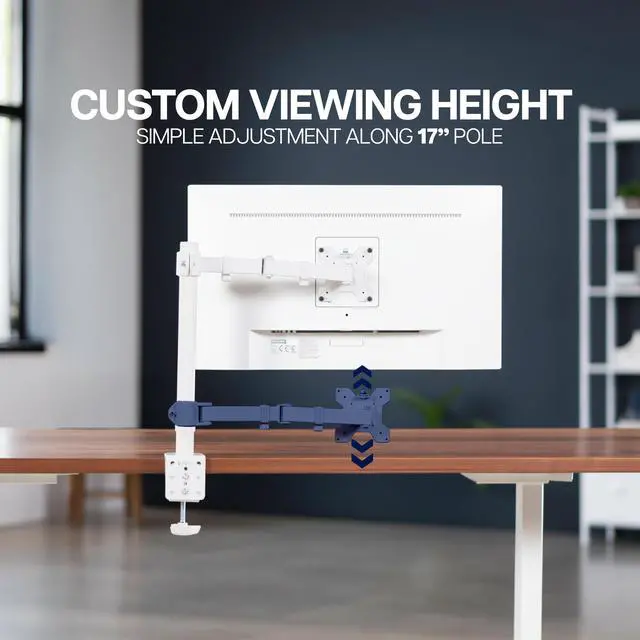 Alt view image 7 of 7 - VIVO White Single Adjustable Monitor Desk Mount for 1 Computer Screen up to 38"