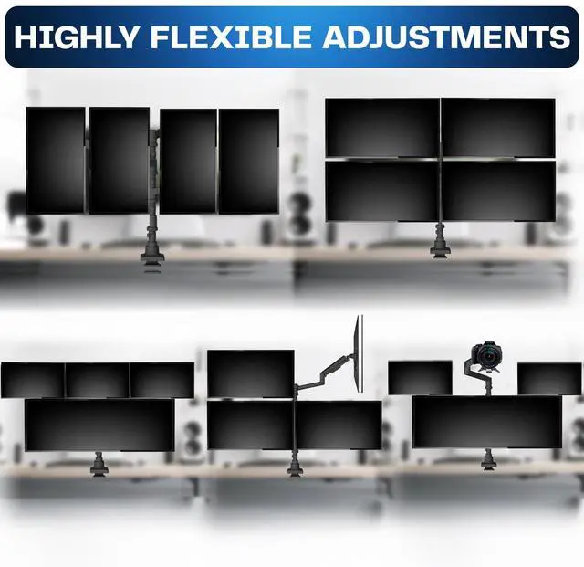 Alt view image 6 of 7 - VIVO Pneumatic Quad Ultrawide Computer Monitor Desk Mount for Screens upto 49"