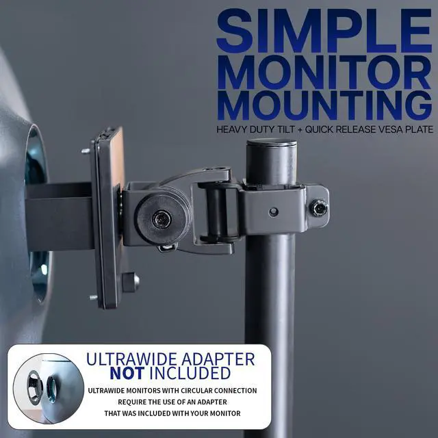 Alt view image 4 of 7 - VIVO Dual Ultrawide Monitor Desk Stand with Glass Base, 2 Screens up to 49"