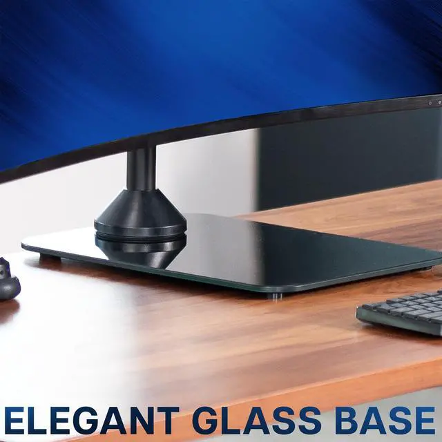 Alt view image 5 of 7 - VIVO Dual Ultrawide Monitor Desk Stand with Glass Base, 2 Screens up to 49"
