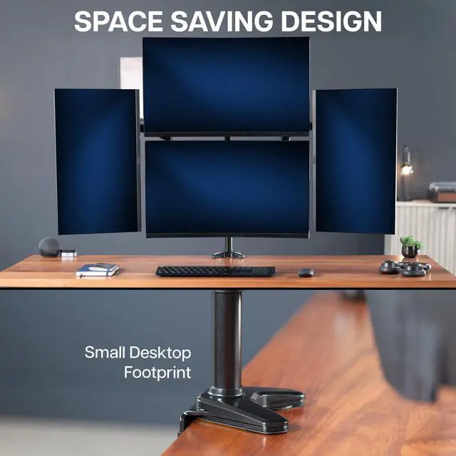 Alt view image 7 of 7 - VIVO Black Quad Monitor Mount, 2 Pneumatic Arms + 2 Fixed, 4 Screens up to 32"