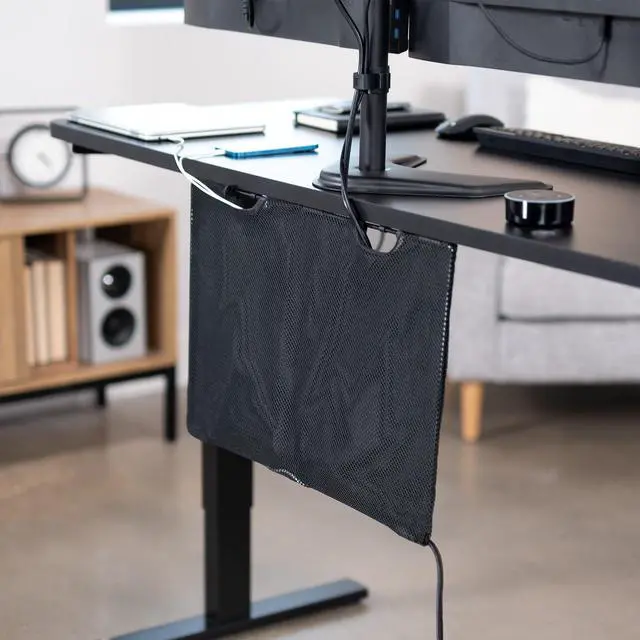 Alt view image 2 of 7 - VIVO Black Under Desk Privacy & Cable Management Sleeve Panel 24" Kit