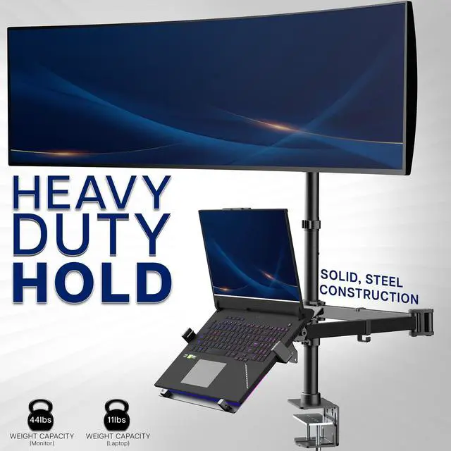 Alt view image 6 of 7 - VIVO Single Ultrawide Monitor + Single Laptop Desk Mount, Up to 49 inch Screens