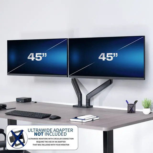 Alt view image 2 of 7 - VIVO Tension Spring Dual Ultra Wide Monitor Mount, Up to 45" Computer Screens