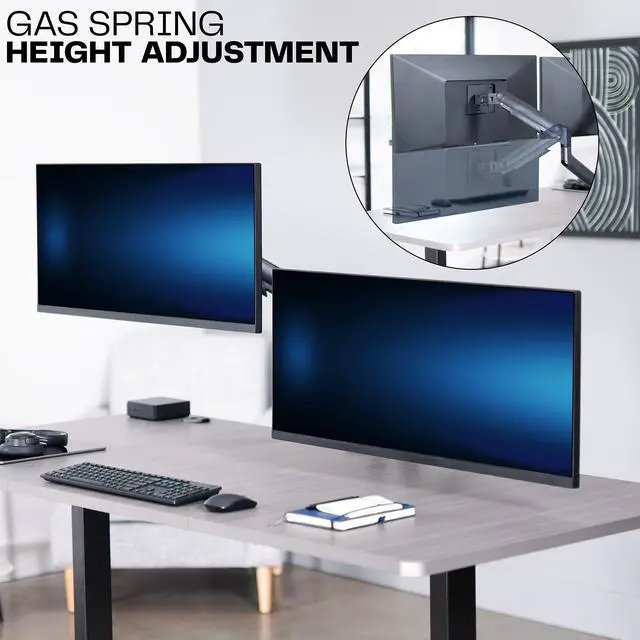 Alt view image 5 of 7 - VIVO Tension Spring Dual Ultra Wide Monitor Mount, Up to 45" Computer Screens