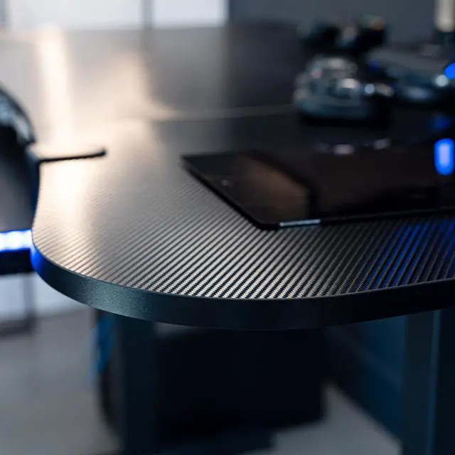 Alt view image 2 of 7 - VIVO Black Carbon Fiber 63" x 32" Table Top for Adjustable Standing Desk Frames