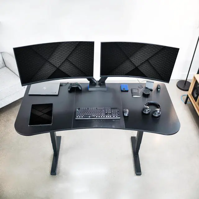 Alt view image 5 of 7 - VIVO Black Carbon Fiber 63" x 32" Table Top for Adjustable Standing Desk Frames