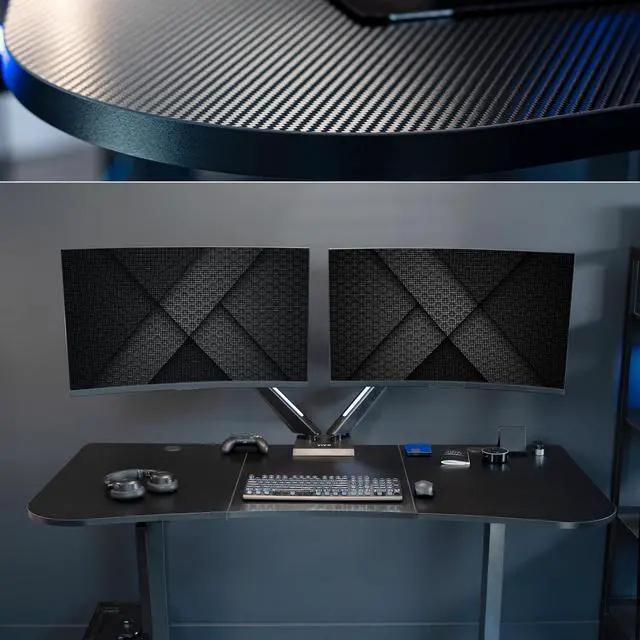 Alt view image 7 of 7 - VIVO Black Carbon Fiber 63" x 32" Table Top for Adjustable Standing Desk Frames
