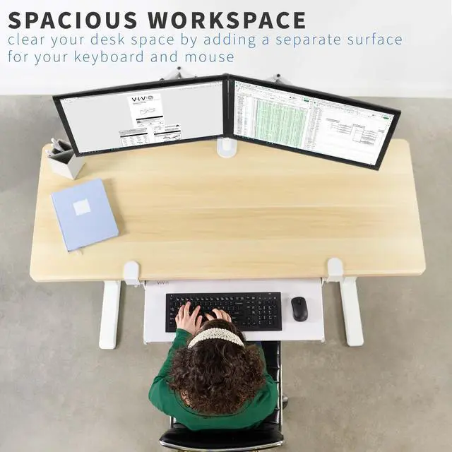 Alt view image 2 of 7 - VIVO White Extra Sturdy Clamp-on Computer Keyboard & Mouse Under Desk Tray