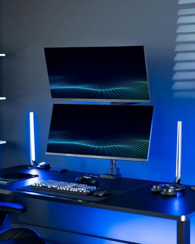 Alt view image 7 of 7 - VIVO Pneumatic Arm Dual Ultrawide Monitor Desk Mount for Computer Screens to 49"