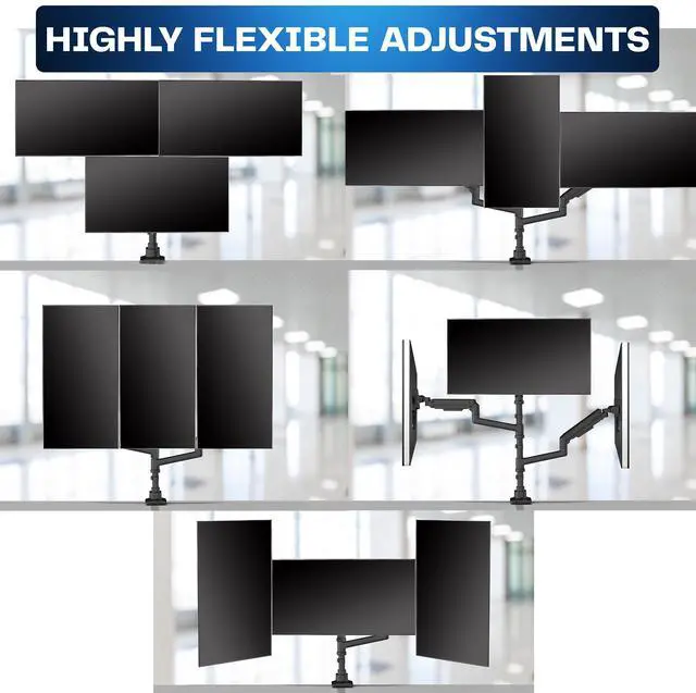 Alt view image 6 of 7 - VIVO Pneumatic Triple Ultrawide Computer Monitor Desk Mount for Screens upto 49"