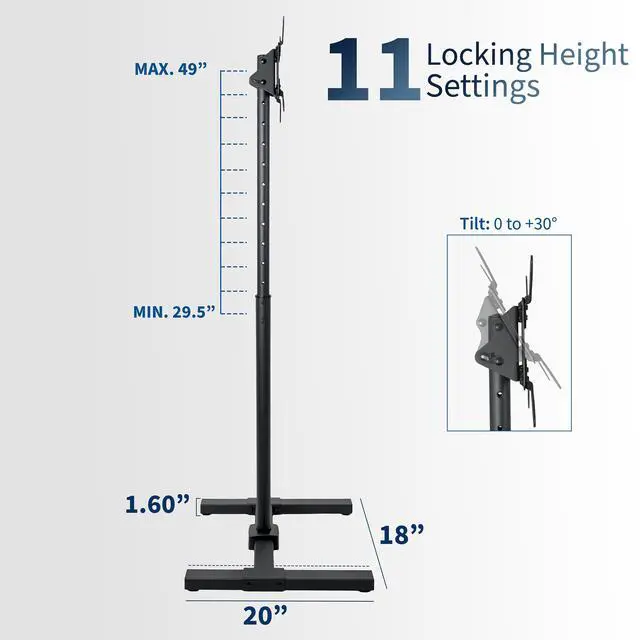 Alt view image 3 of 7 - VIVO TV Display 13" to 50" Floor Stand, Height Adjustable Mount for Flat Screen