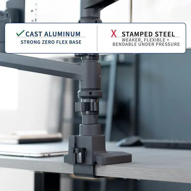 Alt view image 7 of 7 - VIVO Pneumatic Triple Ultrawide Computer Monitor Desk Mount for Screens upto 49"