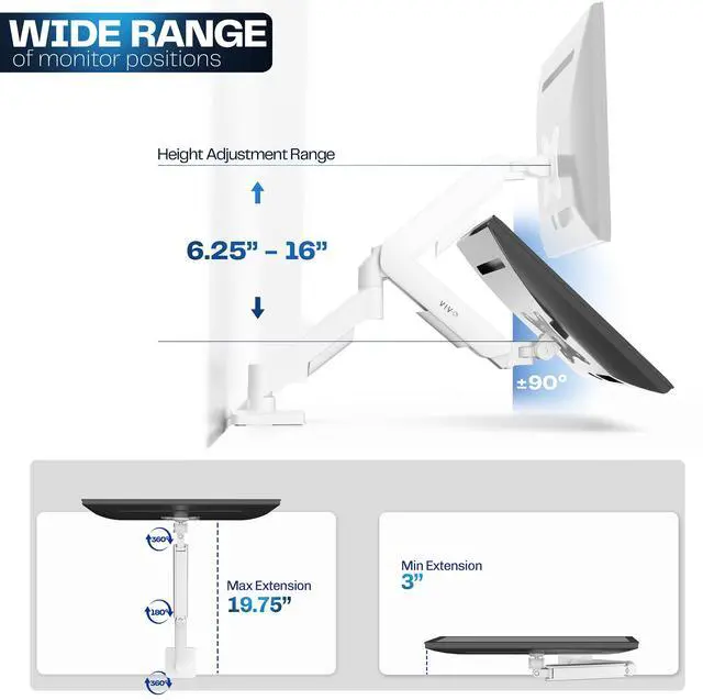 Alt view image 4 of 7 - VIVO Single Monitor Mechanical Spring Desk Mount Fits Computer Screens up to 32"
