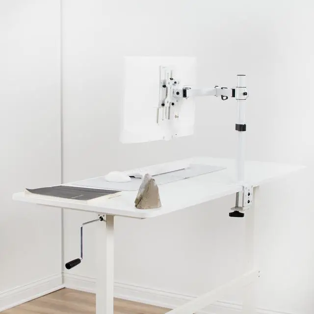 Alt view image 6 of 7 - VIVO White Height Adjustable VESA Adapter Bracket Kit for Individual Monitor