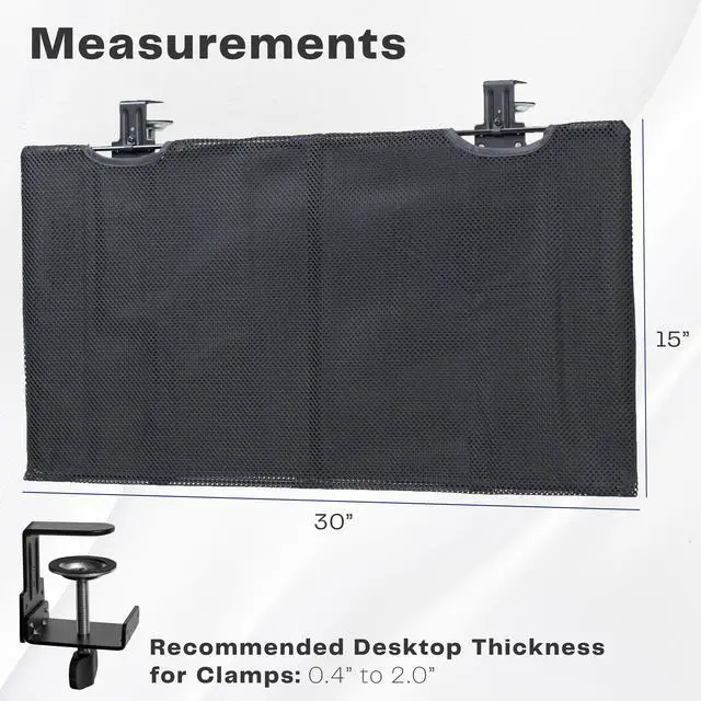 Alt view image 3 of 7 - VIVO Black Clamp-on 30" Privacy & Cable Management Sleeve Panel Kit for Desk