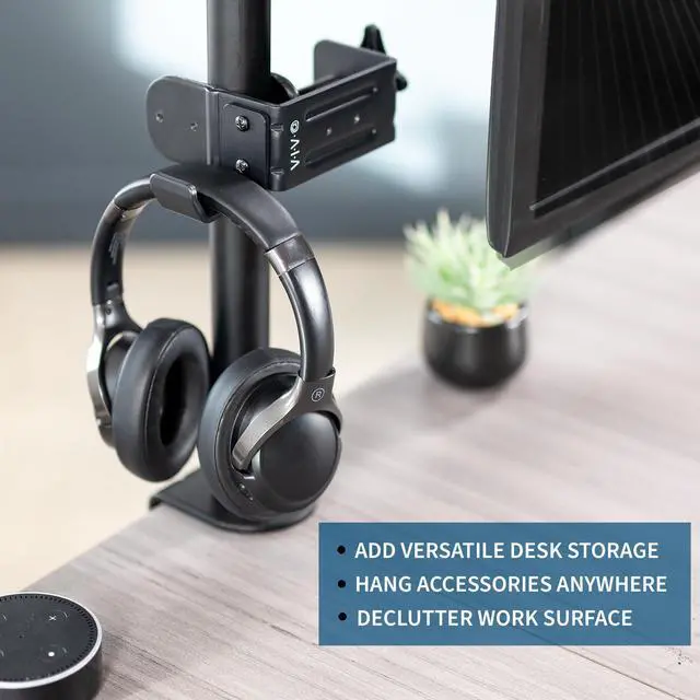 Alt view image 7 of 8 - VIVO Steel Clamp-on Desktop Hook, Leg Clamp Mounting Option, Under Desk Accessory Holder, Black, MOUNT-HLC1