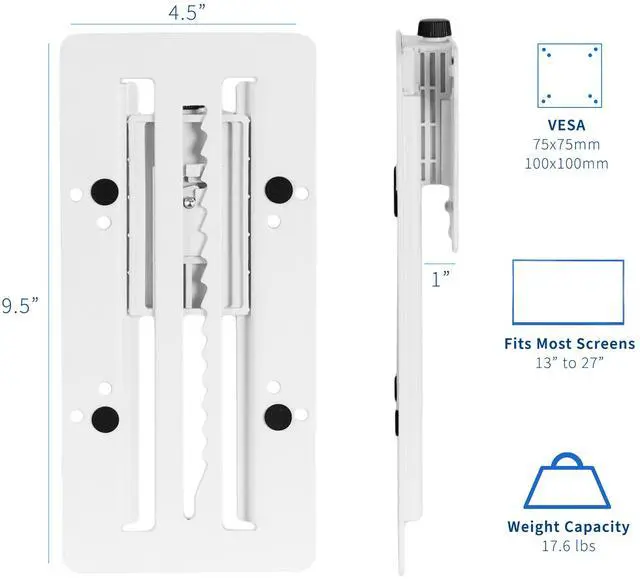 Alt view image 2 of 7 - VIVO White Height Adjustable VESA Adapter Bracket Kit for Individual Monitor