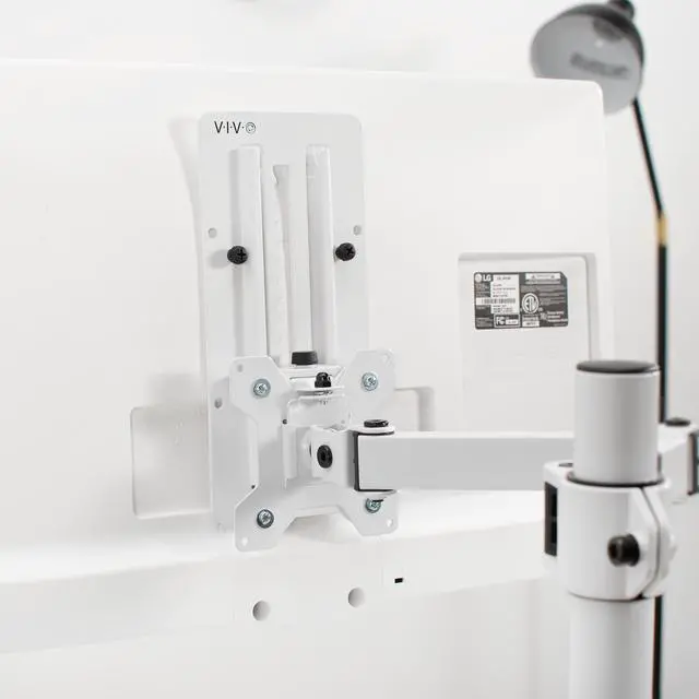 Alt view image 4 of 7 - VIVO White Height Adjustable VESA Adapter Bracket Kit for Individual Monitor