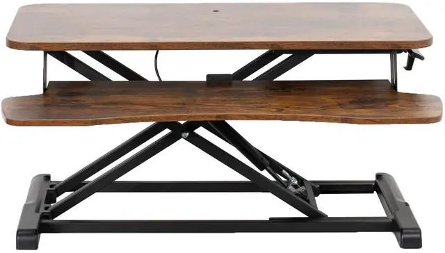 Main image of VIVO Rustic Vintage Brown Standing 32" Desktop Monitor Riser, Black Frame