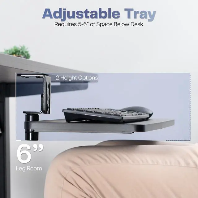 Alt view image 7 of 7 - VIVO Black 23 x 10 inch Screw-In Rotating Computer Keyboard and Mouse Tray