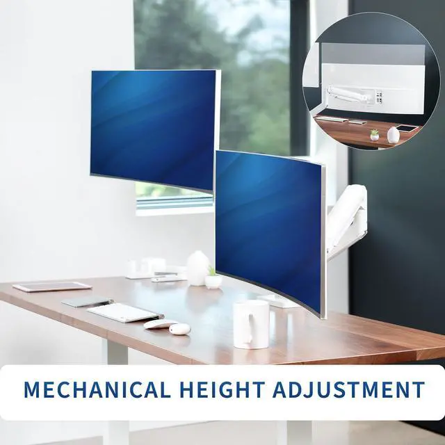 Alt view image 5 of 7 - VIVO Tensions Spring Dual Ultra Wide Monitor Mount, Max 45" Computer Screens