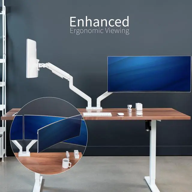 Alt view image 7 of 7 - VIVO Tensions Spring Dual Ultra Wide Monitor Mount, Max 45" Computer Screens