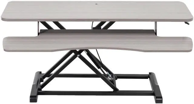 Main image of VIVO Gray Height Adjustable 36" Standing Desk Monitor Riser, Black Frame
