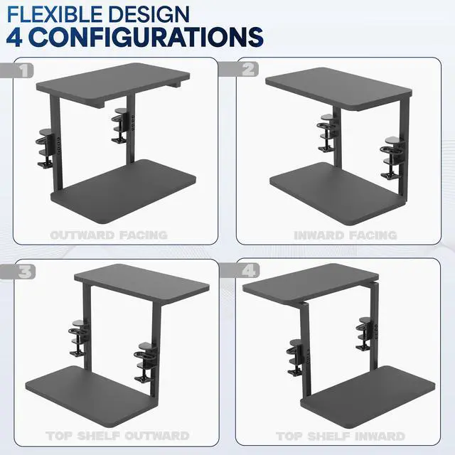 Alt view image 4 of 7 - VIVO Black 16" Clamp-on Flexible Shelving Unit Organizer for Desk Accessories