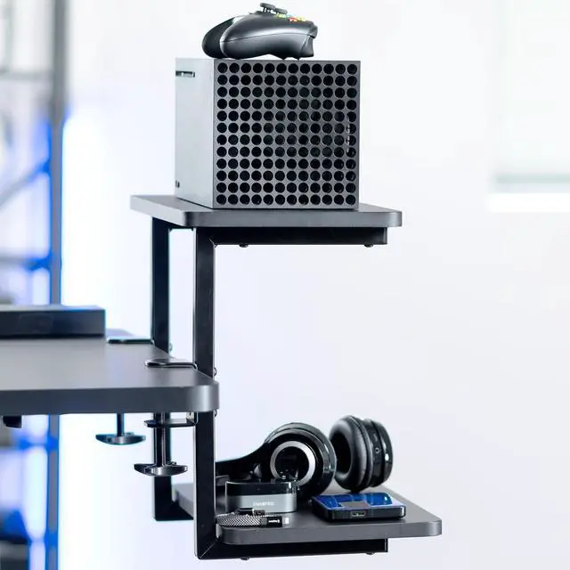 Alt view image 2 of 7 - VIVO Black 16" Clamp-on Flexible Shelving Unit Organizer for Desk Accessories