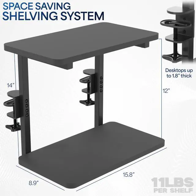 Alt view image 3 of 7 - VIVO Black 16" Clamp-on Flexible Shelving Unit Organizer for Desk Accessories