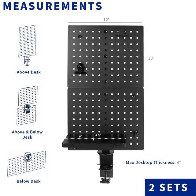 Alt view image 3 of 7 - VIVO Steel Clamp-on 24" x 20" Desktop Pegboard (x2), Magnetic Privacy Panel