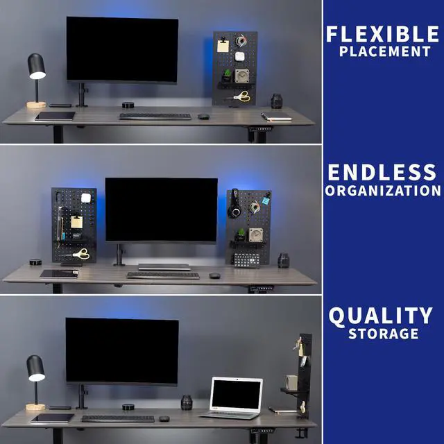 Alt view image 6 of 7 - VIVO Steel Clamp-on 24" x 20" Desktop Pegboard (x2), Magnetic Privacy Panel