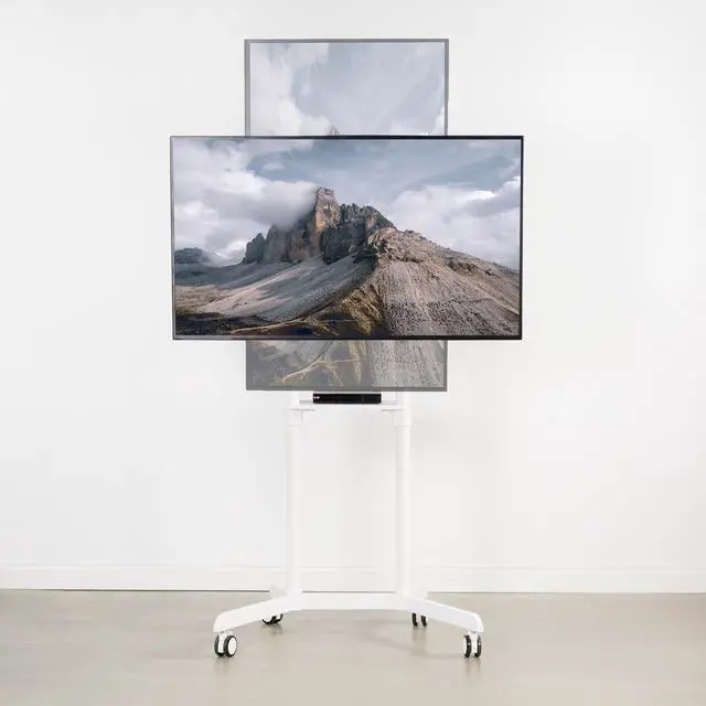 Alt view image 5 of 7 - VIVO White Mobile Portrait to Landscape TV Cart for 32" to 88" Flat Screens