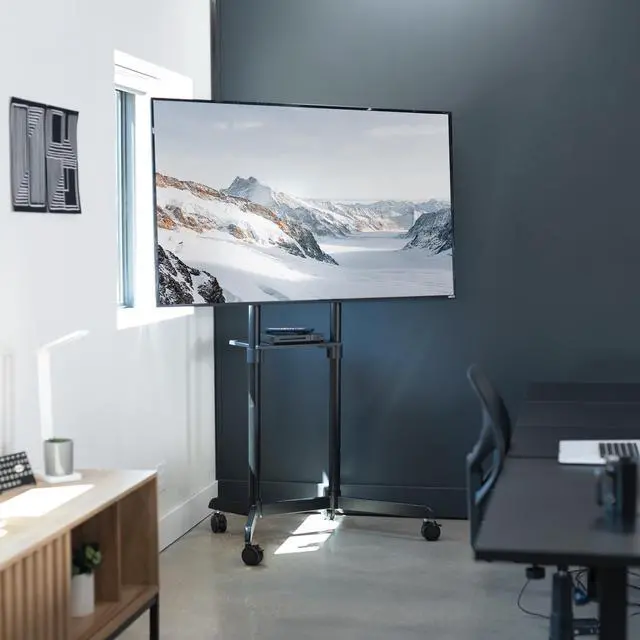 Alt view image 3 of 7 - VIVO Black Mobile Portrait to Landscape TV Cart for 32" to 88" Flat Screens