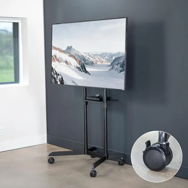 Alt view image 7 of 7 - VIVO Black Mobile Portrait to Landscape TV Cart for 32" to 88" Flat Screens