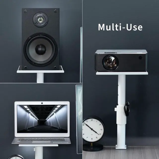 Alt view image 7 of 7 - VIVO Universal White Steel Clamp-on Desk / Table Speaker Stands, 2 Pack