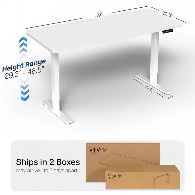Alt view image 4 of 7 - VIVO Electric 60 x 24 Stand Up Desk | White Table Top, White Frame