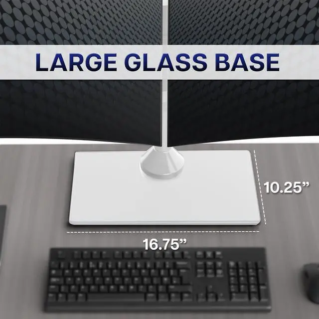 Alt view image 3 of 7 - VIVO White Dual Monitor Adjustable Mount w/ Glass Base, Fits 2 Screens up to 32"
