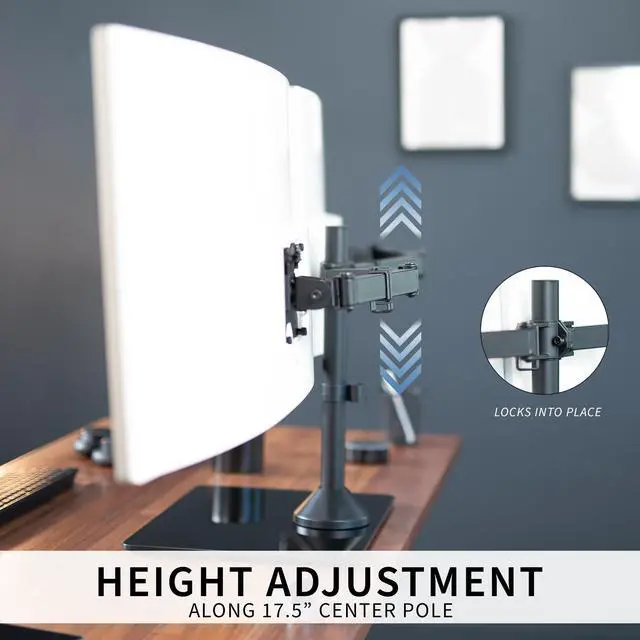 Alt view image 6 of 7 - VIVO Dual Computer Monitor Mount with Glass Base for 2 Ultrawides up to 38"