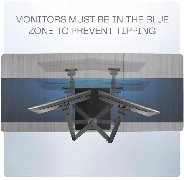 Alt view image 6 of 7 - VIVO Pneumatic Dual Ultrawide Monitor Desk Stand, Up to 49 inch Computer Screens