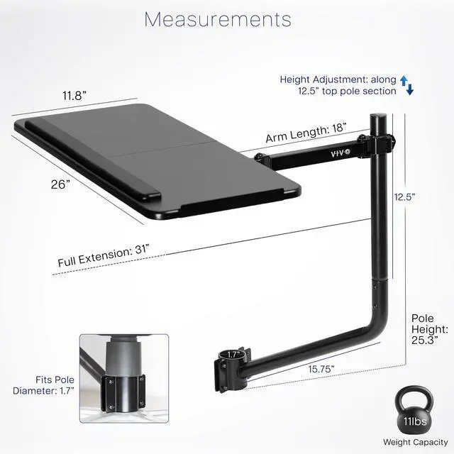 Alt view image 3 of 7 - VIVO Office Chair Mounted 26 x 12 inch Full Motion Keyboard and Mouse Tray