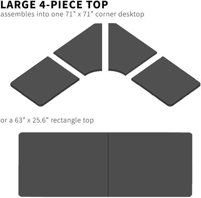 Alt view image 6 of 7 - VIVO White 71 x 71 inch Curved Corner Table Top for Sit to Stand Desk Frames