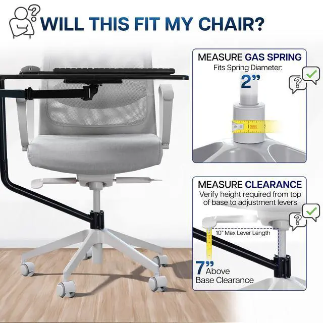 Alt view image 5 of 7 - VIVO Office Chair Mounted 26 x 12 inch Full Motion Keyboard and Mouse Tray
