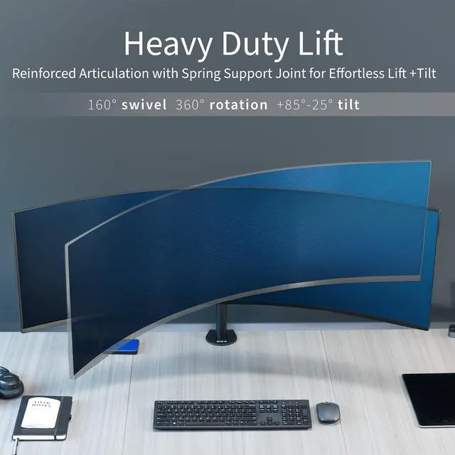 Alt view image 4 of 7 - VIVO Single Ultrawide Monitor Desk Mount, Adjustable Stand for Screens up to 49"